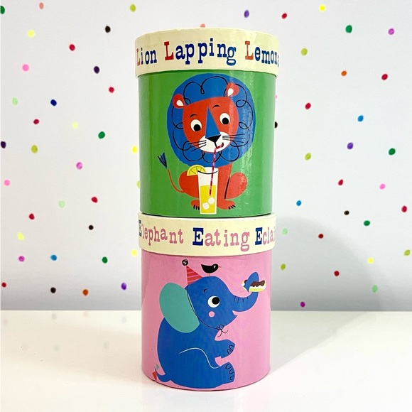 Lion Lapping Lemonade and Elephant Eating Eclairs Ceramic Tumbler Set - Picture 3 of 7